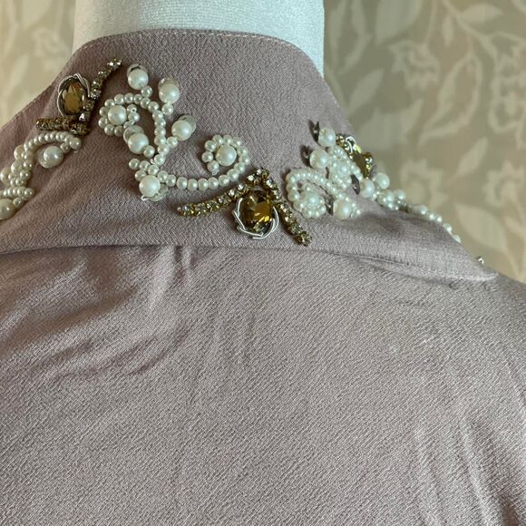 Rare Boho Fringe Poncho Raw Hem Beaded Rhinestones Glam Festival Size‎ S/M - Picture 8 of 8